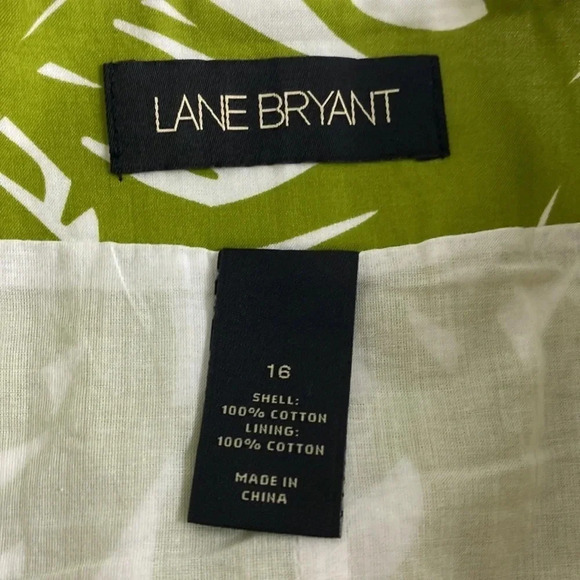 Leaf print maximalist  green white Lane Bryant pencil 100% cotton skirt 1X - Picture 4 of 11